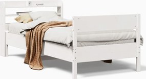 vidaXL Cadru de pat fără saltea, alb, 75x190 cm, lemn masiv de pin