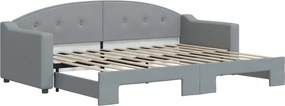 vidaXL Pat de zi cu extensie, gri deschis, 80x200 cm, textil