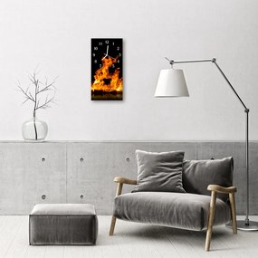 Ceas de perete din sticla vertical Foc culoare șemineu flacără
