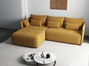 Colțar extensibil dumonde cu ladă de depozitare si sezut confortabil din spuma high-density, Malta Zoom Mustar II 235x185 cm