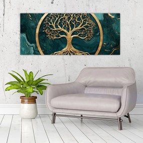 Tablou – Arborele vieții auriu în marmură (120x50 cm)