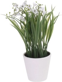 Plantă artificială cu Lăcrămioare decorative 21 cm în ghiveci alb – decor interior modern