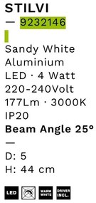 Spot LED incastrabil design tubular STILVI alb, H-44cm