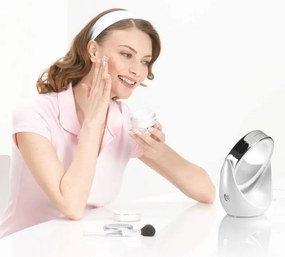 Oglinda cosmetica Beurer BS 49, 11 cm, lumina cu LED, cromat, rotativa, alb