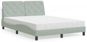 vidaXL Pat cu saltea, gri deschis, 120x200 cm, catifea