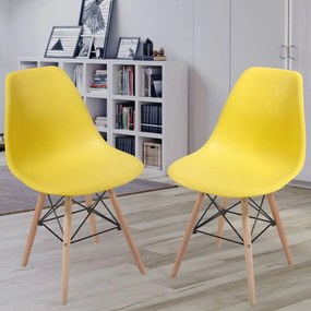 Set de scaune de luat masă din plastic, 2 bucăți, galben