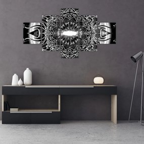 Tablou cu ornamente alb negre (125x70 cm), în 40 de alte dimensiuni noi