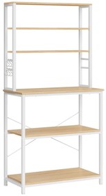 Raft de bucatarie LORANO 167x80 cm, alb / decor stejar