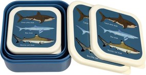 Cutii de gustări pentru copii albastru-închis 3 buc. Sharks – Rex London