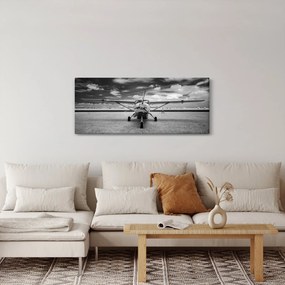 Tablou - Avion alb-negru și alb-negru (120x50 cm)