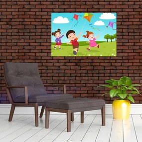 Tablou - Copii cu zmeu (90x60 cm)