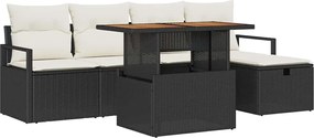 vidaXL Set de canapele pentru grădină 6 pcs Negru poliratan