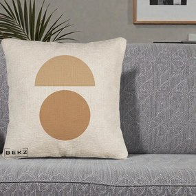 Perna Decorativa Geometric Minimalist Auriu, 40x40 cm, Bej Canapea, Husa Detasabila, Perna Inclusa, BEKZ®