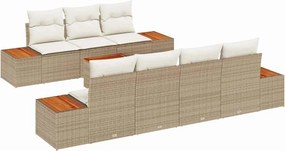 vidaXL Set de canapele pentru grădină cu pernă 8 pcs Bej Rattan poli