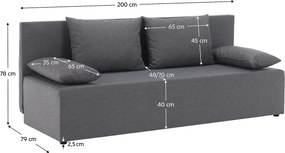 Canapea extensibilă, gri deschis, EUGI