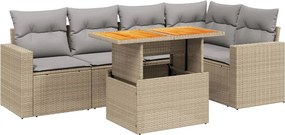 vidaXL Set canapele de grădină cu perne, 6 piese, bej, poliratan