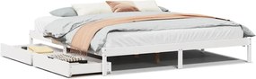 vidaXL Cadru de pat fără saltea, alb, 180x200 cm, lemn masiv pin