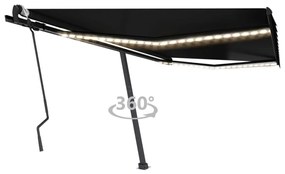 vidaXL Copertină retractabilă manual cu LED, antracit, 400x300 cm