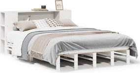 vidaXL Cadru de pat fără saltea, alb, 120x200 cm, lemn masiv