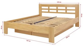 Pat matrimonial din lemn masiv cu spațiu de depozitare ANGELA 180x200 cm fag