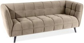 Canapea CASTELLO 3, bej/wenge, stofa catifelata/lemn, 200x85x78 cm