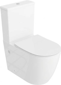 Set vas WC compact pe pardoseala Rune Freydis 2.0 Rimless alb cu rezervor si capac softclose