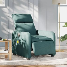 vidaXL Fotoliu electric de masaj rabatabil, verde închis, textil