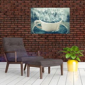 Tablou - Lumea de iarnă într-o căniță (90x60 cm)