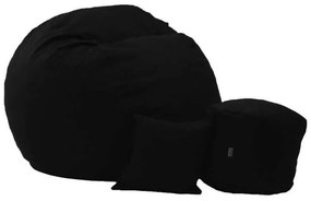 Set Fotoliu King Size cu Otoman (suport picioare) si Perna, Material Textil - Eerie Black