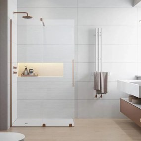 Paravan de dus tip Walk-in Radaway Furo cupru periat-transparent 140 cm sticla securizata 8 mm stanga