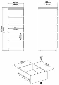 Comodă Simplicity 40 x 50 x 111,5 cm, gri / alb lucios