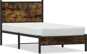 vidaXL Cadru pat metalic fără saltea, stejar fumuriu, 75x190 cm
