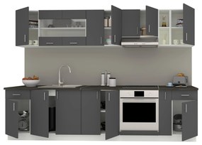 Set Bucatarie Karo V25, Antracit/Alb, Blat Thermo 28 mm, L 300 cm