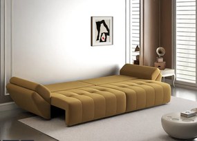 Canapea extensibilă dumonde cu ladă de depozitare si sezut confortabil din spuma high-density, Berlin Royal Mustar 300x100 cm