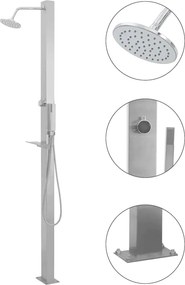 vidaXL Duș de grădină, oțel inoxidabil, drept