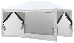 Outsunny Foisor in Tesatura PE cu Plasa de Tantari Alb, 4x3m