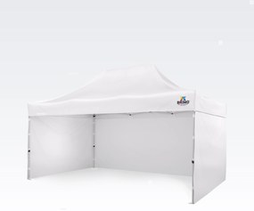 Cort de grădină 3x4,5m Oțel | Foișor pliabil rapid pentru evenimente și petreceri - cu 3 pereți - Alb