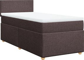 vidaXL Pat box spring cu saltea, maro închis, 100x200 cm, textil