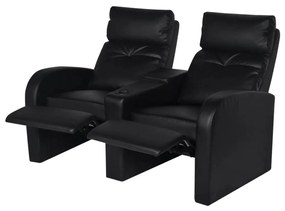 242000 vidaXL Fotoliu rabatabil cu 2 locuri, piele artificială, negru