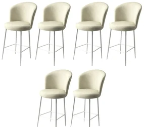 Set de scaune de bar Fora Cream and White, 6 buc., 6 buc.
