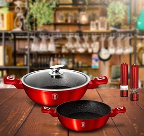 Tavă rotunda cu capac si suprafaţă de marmură, vișiniu,24 cm
