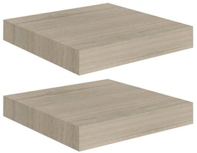 323866 vidaXL Rafturi perete suspendate, 2 buc., stejar, 23x23,5x3,8 cm, MDF