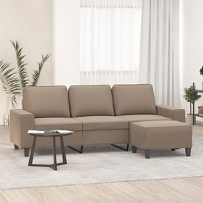 3153533 vidaXL Canapea cu 3 locuri și taburet, gri taupe, 180 cm, microfibră