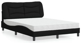 vidaXL Pat cu saltea, negru, 120x200 cm, textil