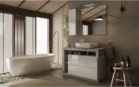 Set dulap baza pe pardoseala si lavoar LC Mobili Italia Hamburg 110 cm finisaj alb/gri beton