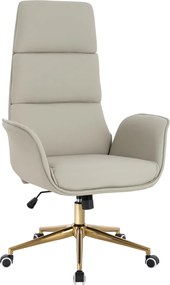 HR850K Scaun Ecru Piele Ecologica Premium Soft cu Bază Aurie