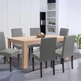Set de masă Leon 6+1, gri stejar Sonoma