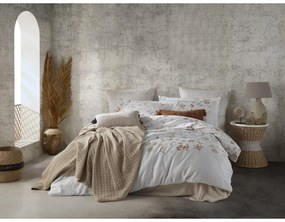 Lenjerie de pat albă din bumbac satinat pentru pat dublu, extinsă 240x220 cm Ivory Garden Floral – Mila Home Luxury