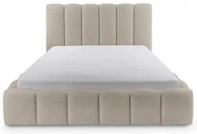 Pat tapițat Aura 180x200 cu spațiu depozitare - bouclé bej Quelle 05