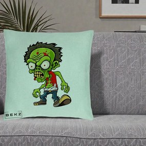Perna Decorativa Zombie Halloween, 40x40 cm, Verde Menta, Husa Detasabila, Perna Inclusa, BEKZ®